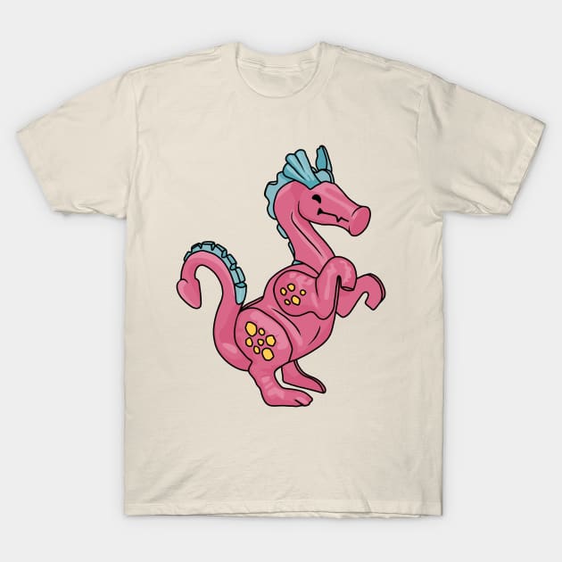 Friendly Pink Little People Dragon T-Shirt by Slightly Unhinged